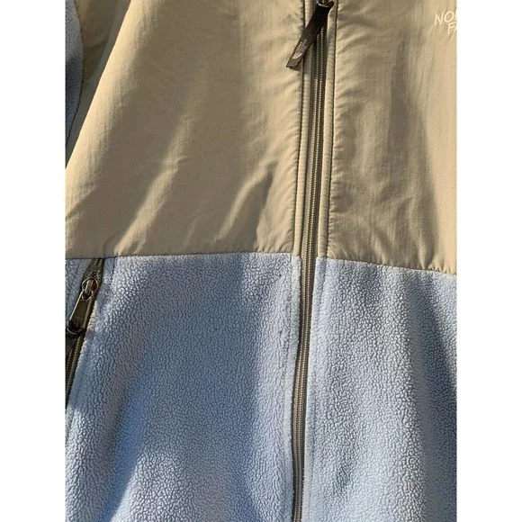 The North Face Youth Junior Fleece Jacket Light Blue Gray Fuzzy Full Zip XL - Picture 5 of 9